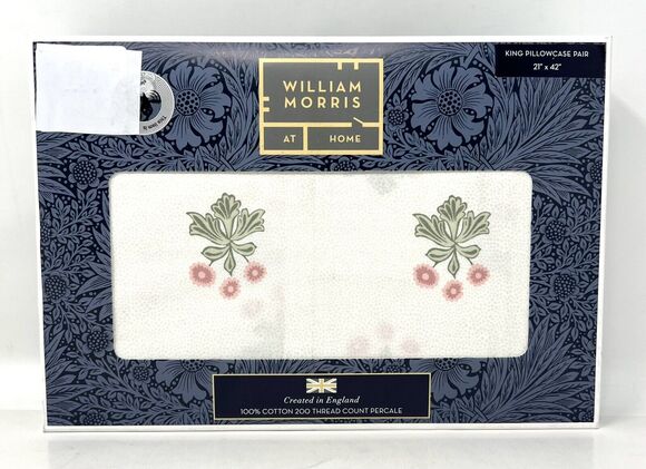 William Morris At Home Other - William Morris Woodland Coral King Pillowcases 2 Cotton Percale NIP Pair NWT
